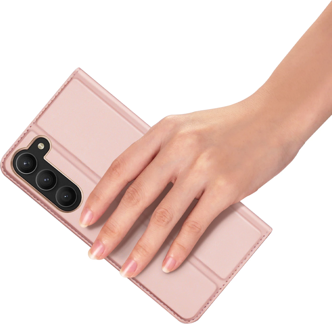 Mbështjellës Dux Ducis Skin Pro për Samsung Galaxy S23+, me xhep kartelash, funksion standi, rozë