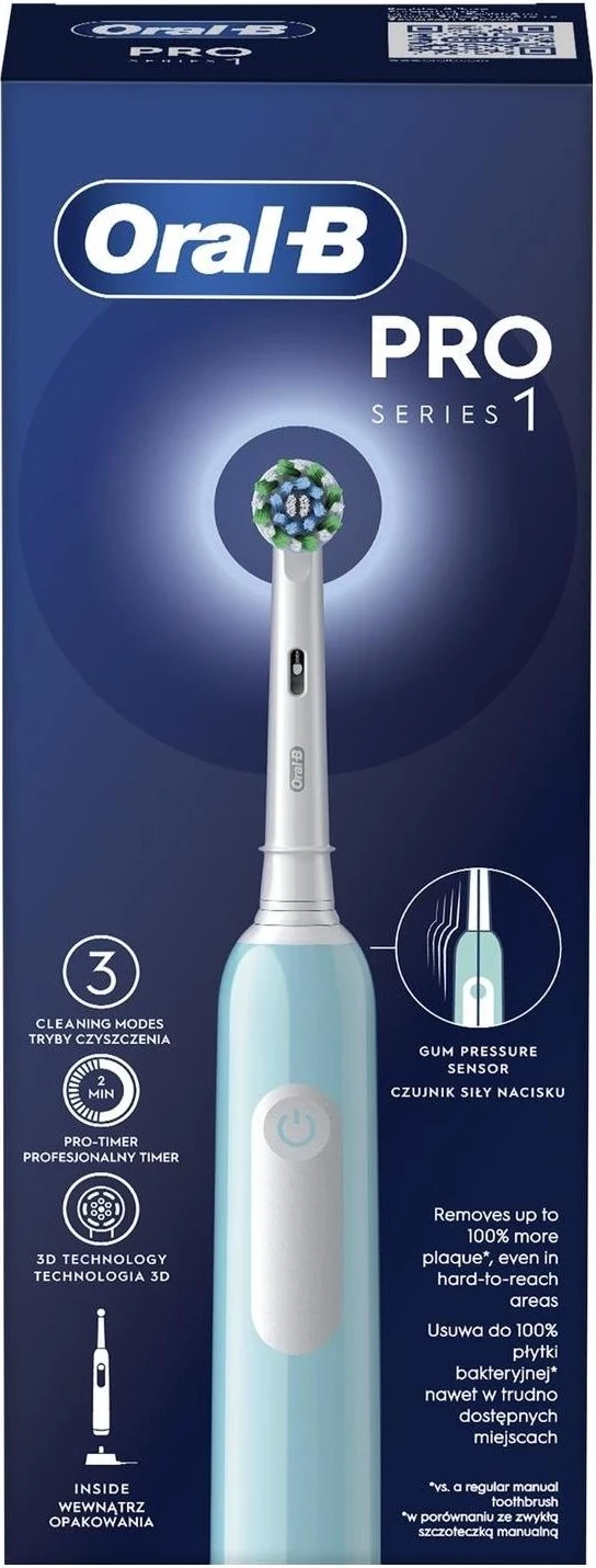 Furçë dhëmbësh elektrike Oral-B Pro 1, me veprim kryqëzues, blu karibian