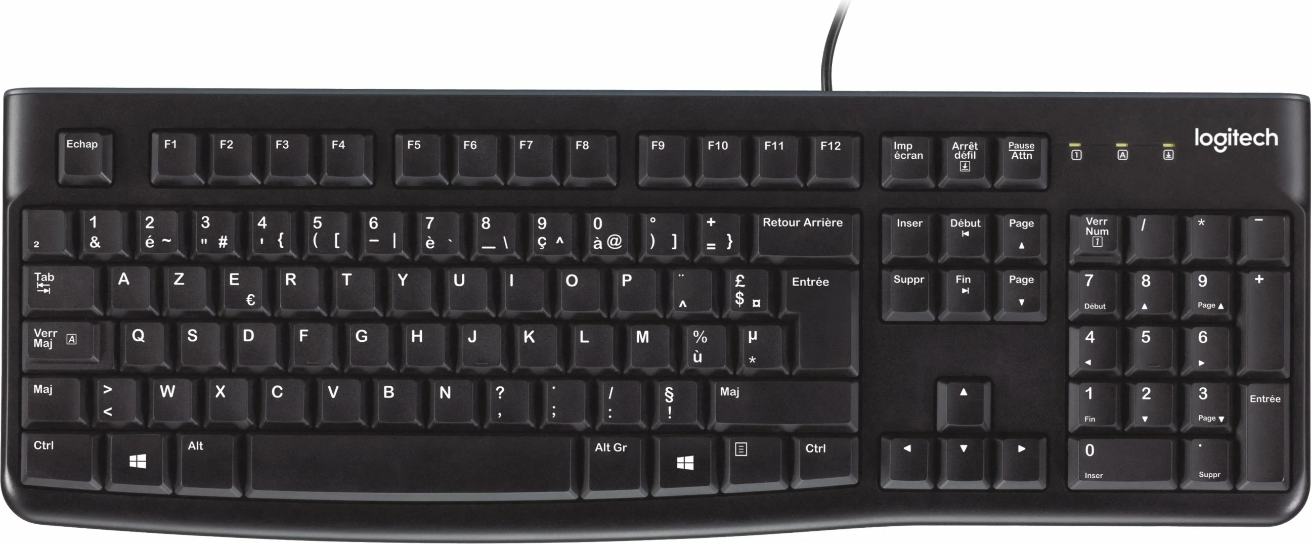 Tastierë Logitech K120 për Biznes, Full-size, Wired, USB, AZERTY, Ngjyrë e zezë
