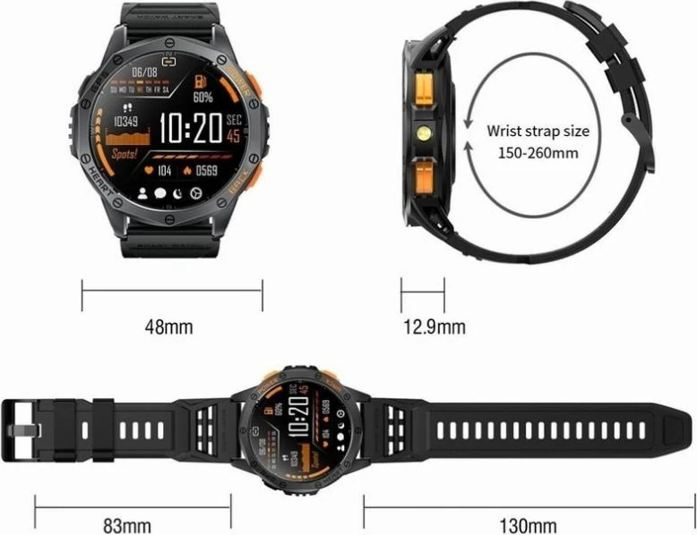 Smartwatch për meshkuj Gravity, e zezë
