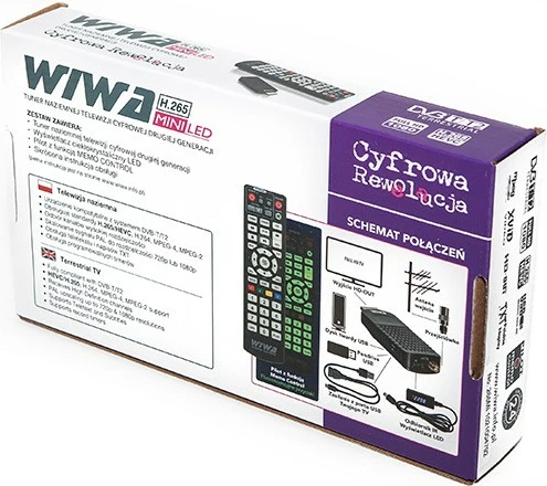 Tuner TV Wiwa H.265 MINI LED me telekomandë, i zi
