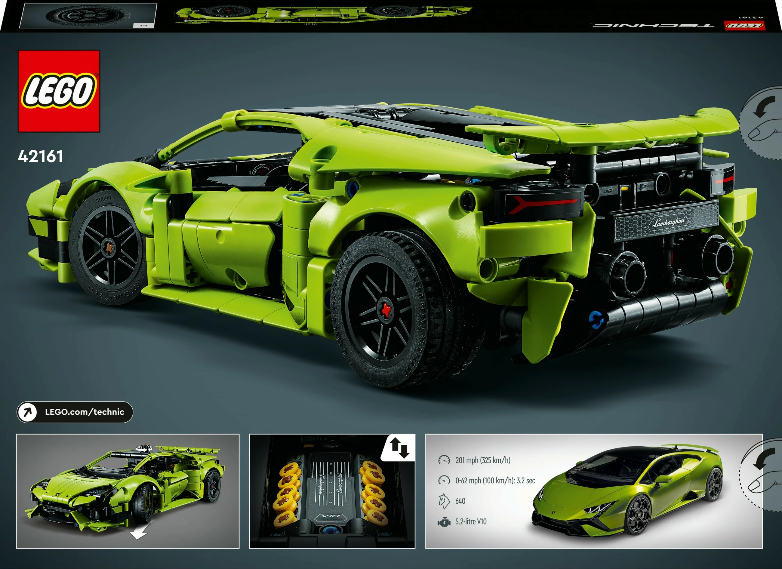 Set ndërtimi LEGO Lamborghini Huracán Tecnica, 806 pjesë, shumëngjyrësh