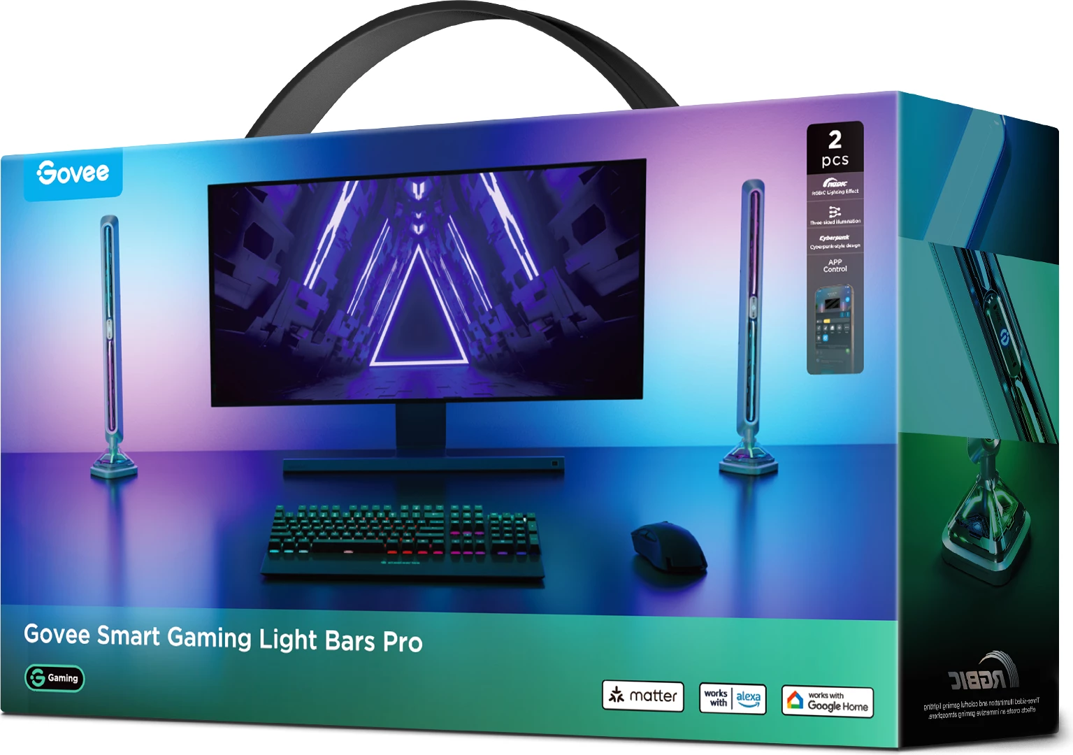 Set shufra ndriçimi smart gaming Govee Smart Gaming Lights Pro RGBIC Wi‑Fi/Bluetooth Matter 2 copë