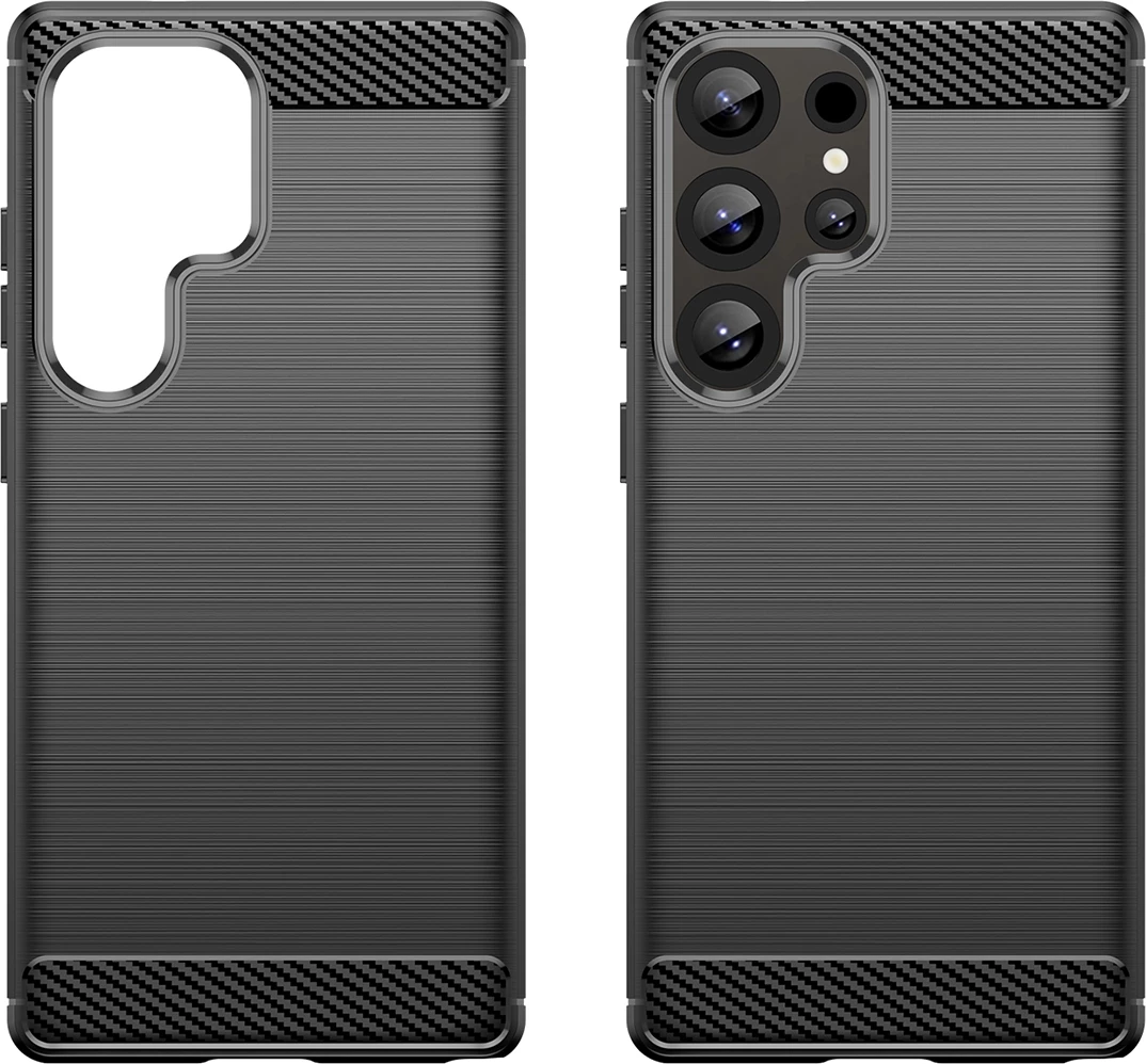 Mbështjellës Hurtel Carbon Case për Samsung Galaxy S25 Ultra, TPU, Zi