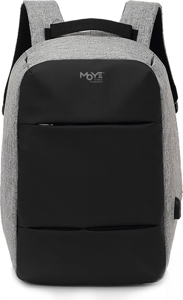 Çantë shpine Moye Trailblazer Sydney 15.6\" për laptop, me mbrojtje kundër vjedhjes, hapje USB, rezistente ndaj ujit, Gri/Zi
