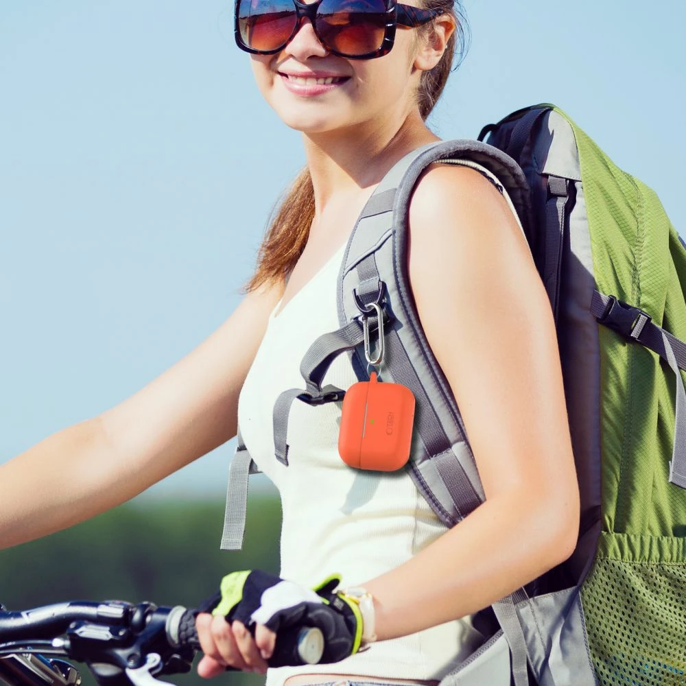 Mbështjellës Tech-Protect për AirPods Pro/Pro 2, silikon, kaltër, me karabiner