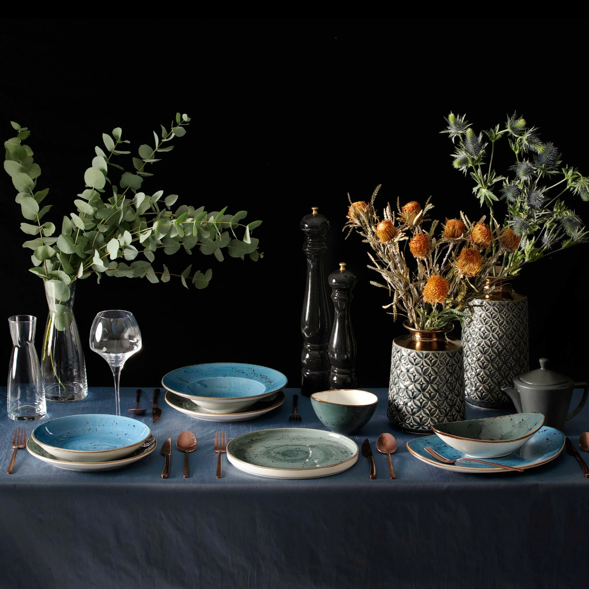 Pjatë porcelani Fine Dine Arando 350x210 mm, gri, set 6 copë
