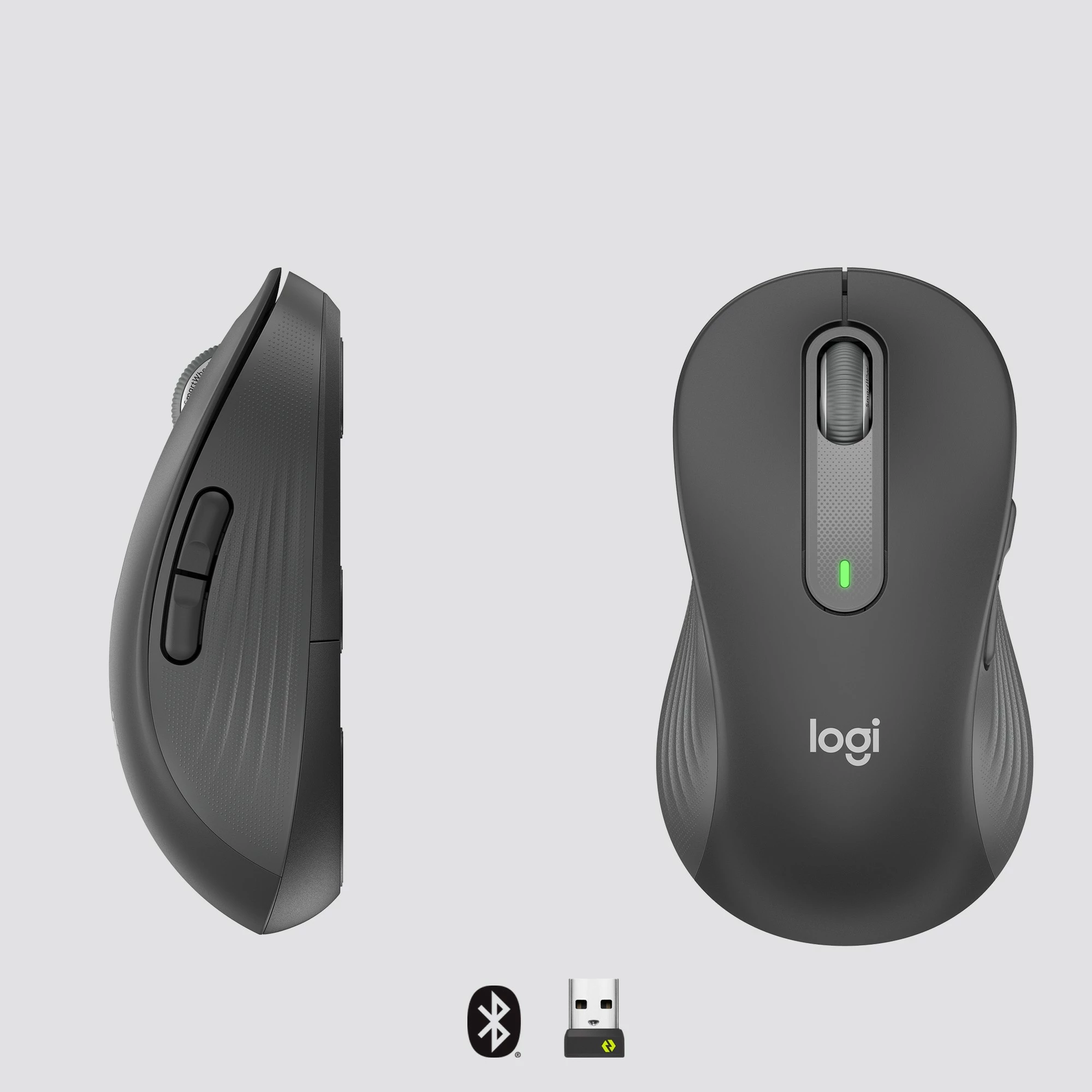 Maus Logitech Signature M650 L Wireless, majtak, optik, RF Wireless + Bluetooth, 4000 DPI, grafit