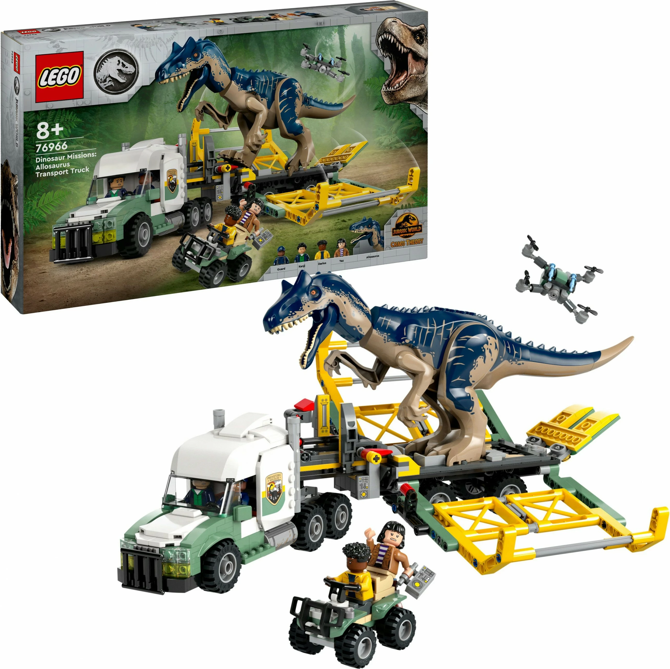 Set ndërtimi LEGO Jurassic World 76966, Allosaurus Transporter, 588 pjesë, multikolor