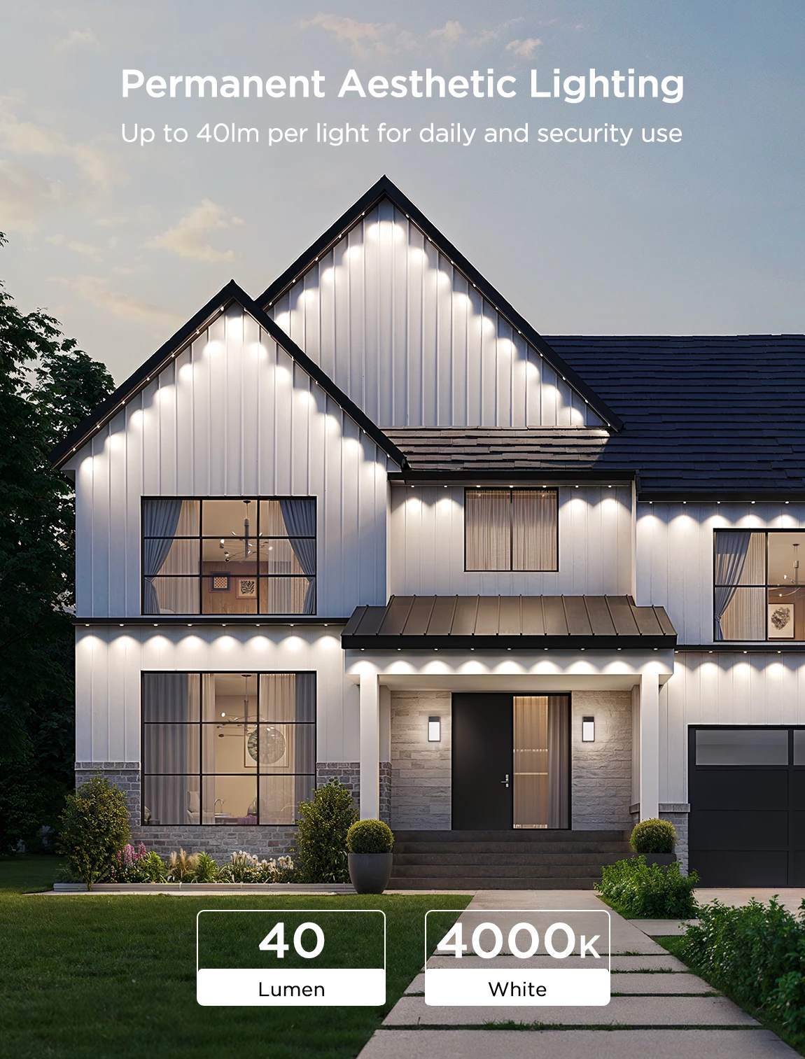 Drita LED të jashtme Govee Permanent Outdoor Lights 2 30 m RGBIC Wi‑Fi/Bluetooth IP67, shumëngjyrëshe