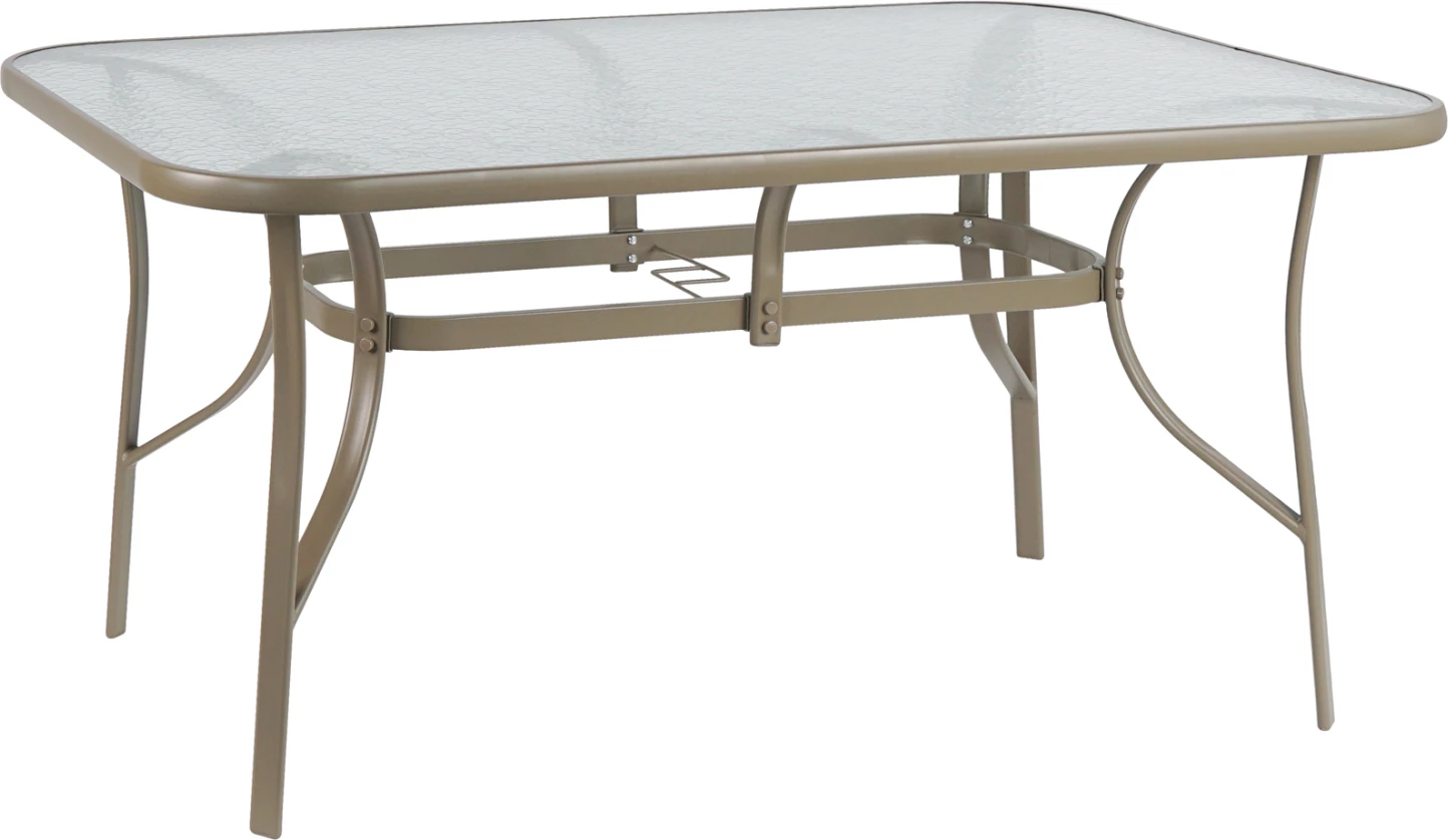 Tavolinë ngrënieje BRUNO, ngjyrë shampanjë, xham i temperuar, 150x90x72 cm