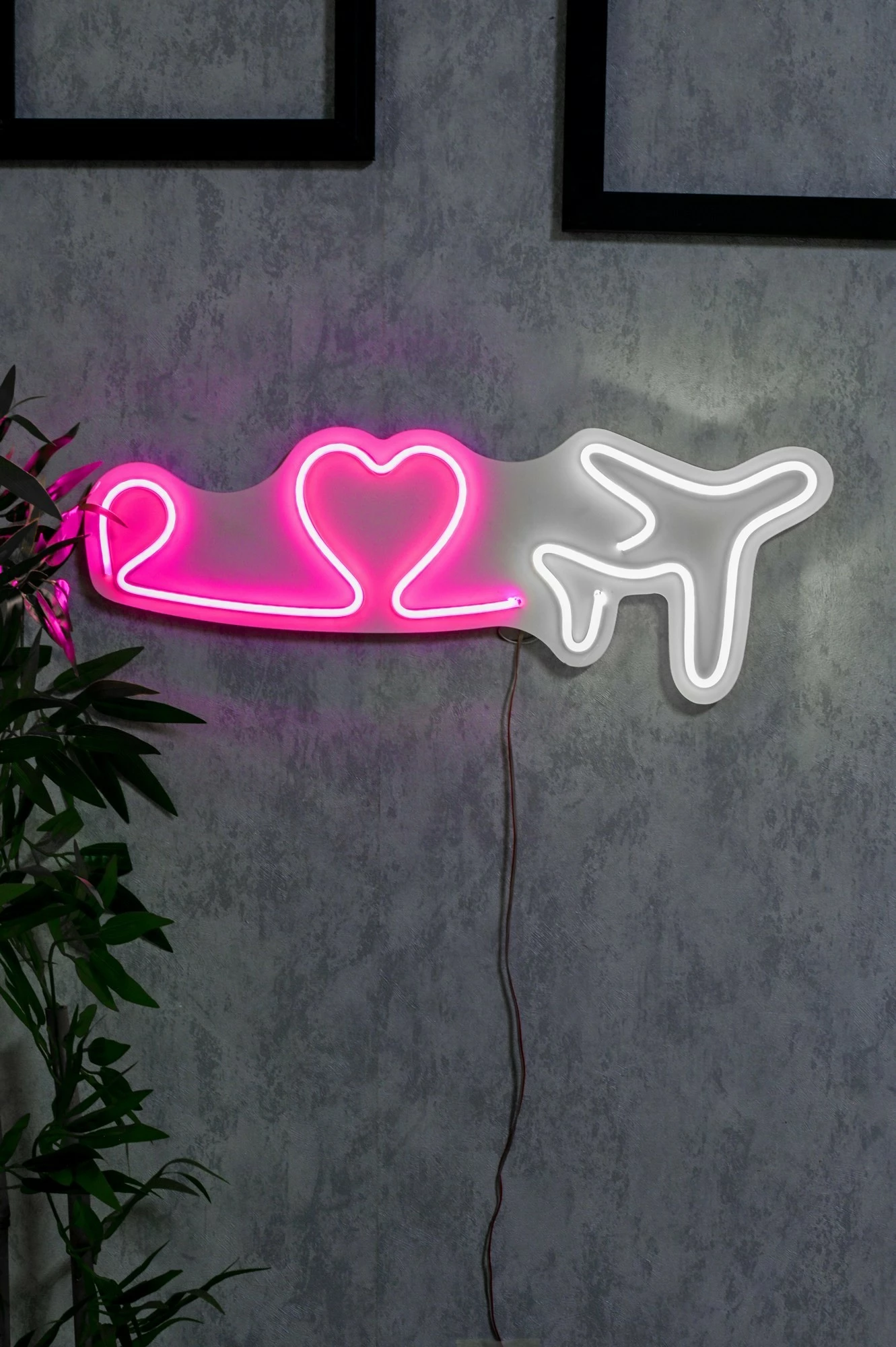 Dekor dritash LED plastike, Love Trip aeroplan, shumëngjyrëshe