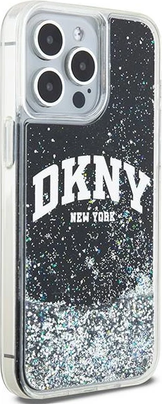 Mbështjellës celular DKNY Liquid Glitter Big Logo për iPhone 13 Pro Max, i zi
