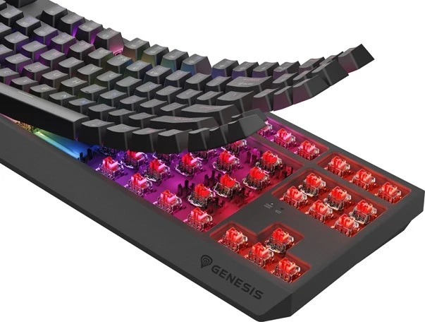 Tastierë mekanike Genesis Thor 230 TKL Wireless, RGB, Outemu Red, e zezë