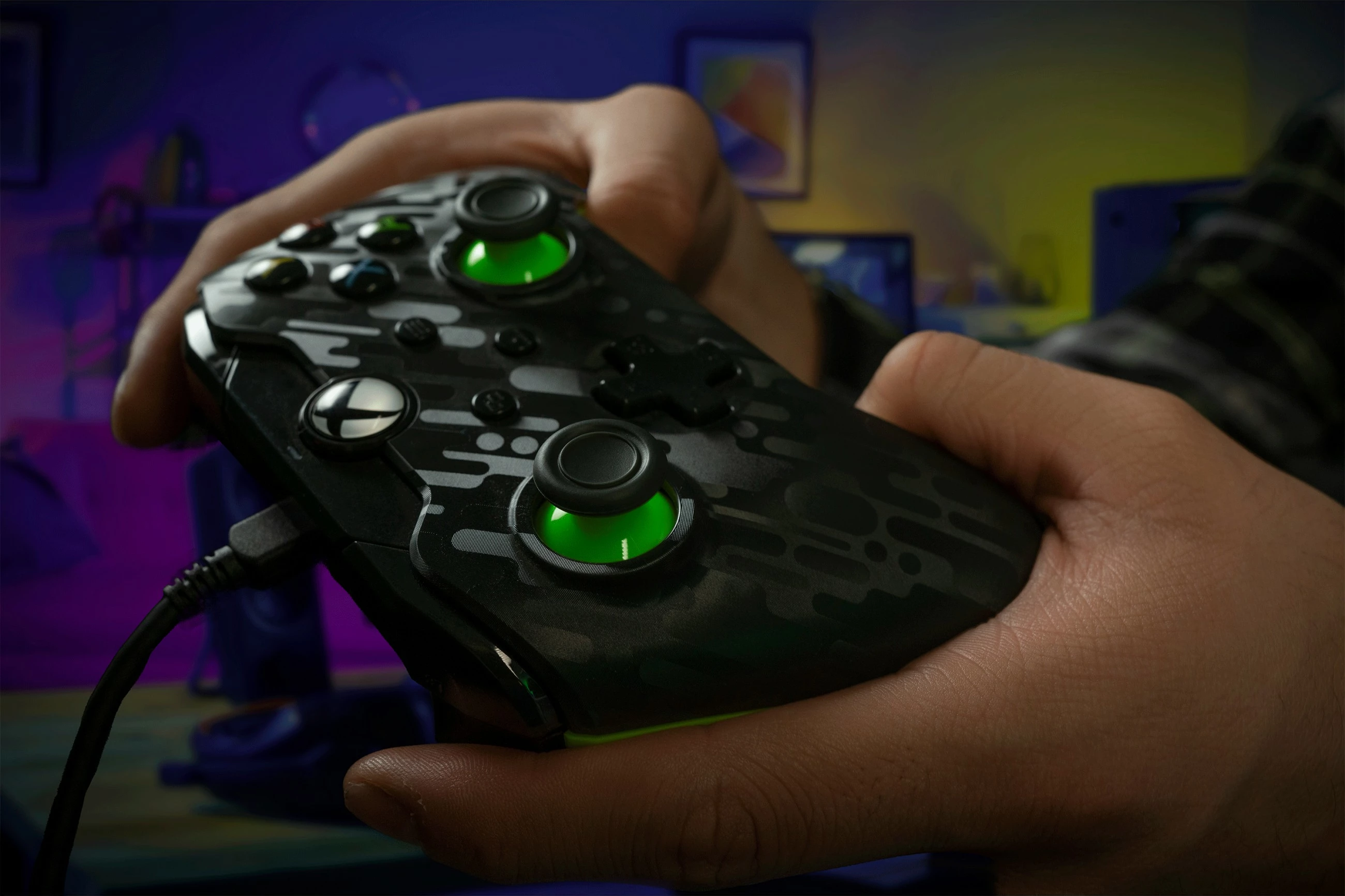 Gamepad PDP Neon Carbon, Xbox, Windows 10/11, Wired, USB, Karbon, Gjelbër