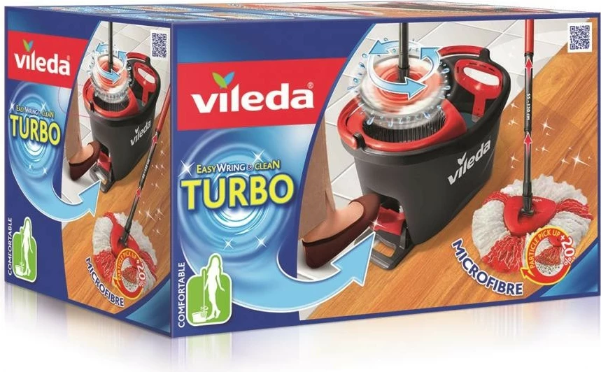 Set kovë dhe mop rrotullues Vileda Easy Wring and Clean Turbo, e zezë/e kuqe