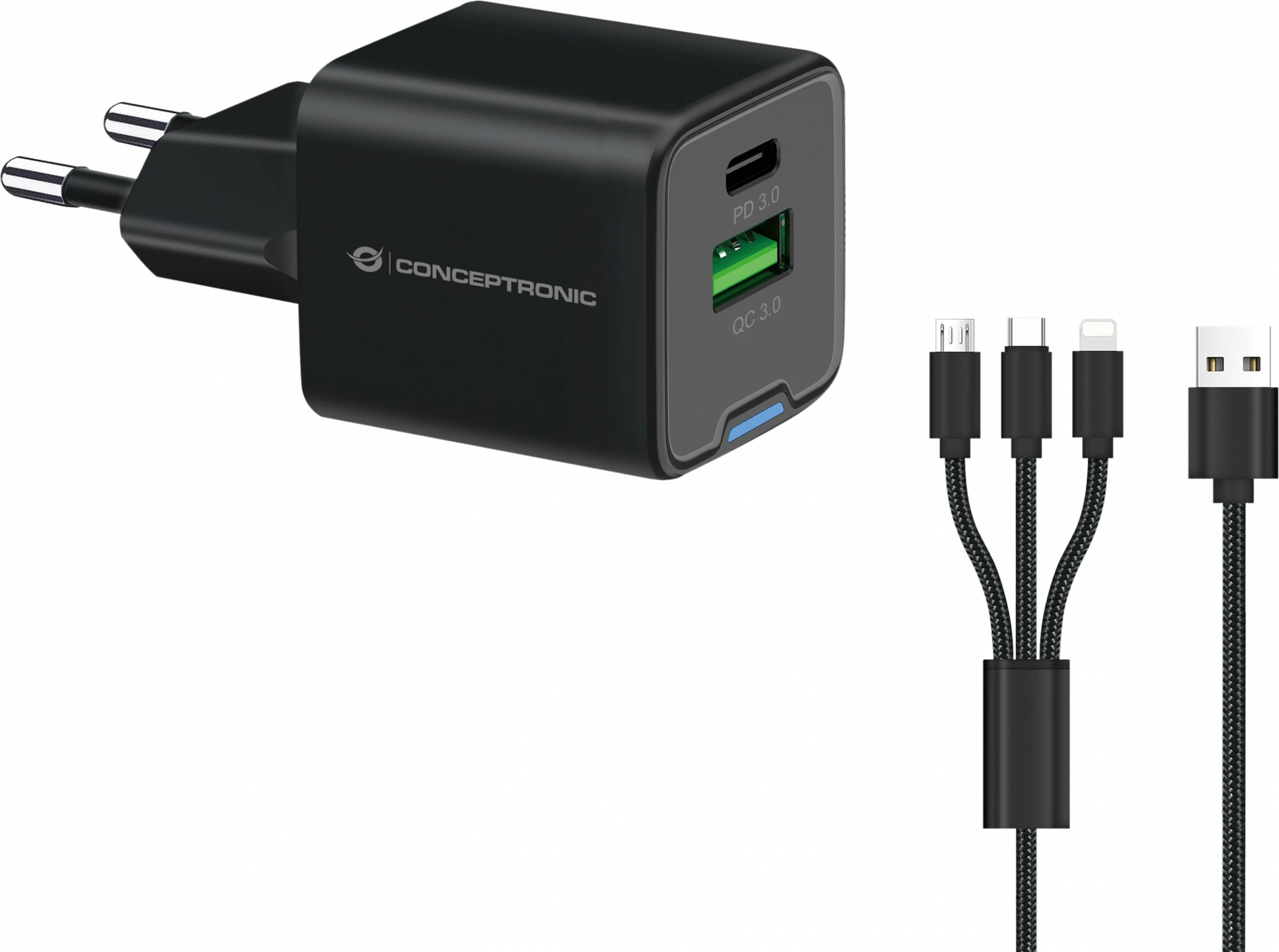 Karikues Conceptronic 2Port GaN 3-in-1 33WPD3.0/PPS, i zi