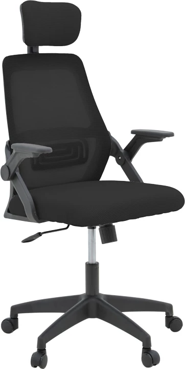 Karrige zyre Peja, material rrjete, ngjyrë e zezë, 58x60x107-117cm