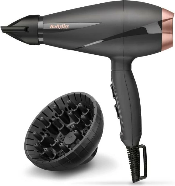 Tharëse flokësh BaByliss Smooth Pro 2100 6709DE 2100W, jonizim, 2 temperatura / 2 shpejtësi, buton ajër i ftohtë, me difuzer dhe grykë koncentratore, e zezë