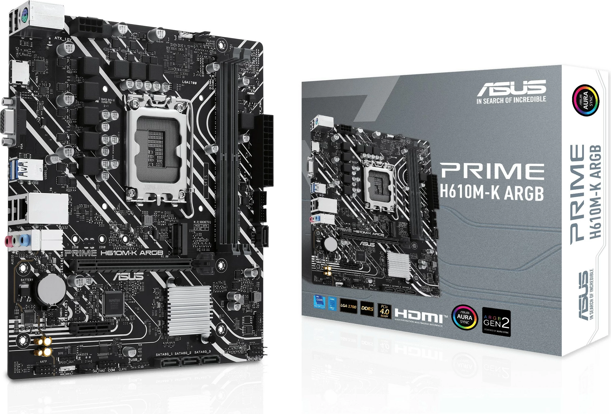 Pllakë amë ASUS PRIME H610M-K ARGB, Intel, DDR5, micro ATX