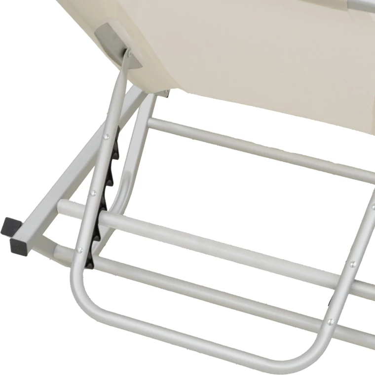 Shezlong Dessie alumini i grumbullueshëm tekstilene ngjyrë bezhë e lehtë 56x188x30cm