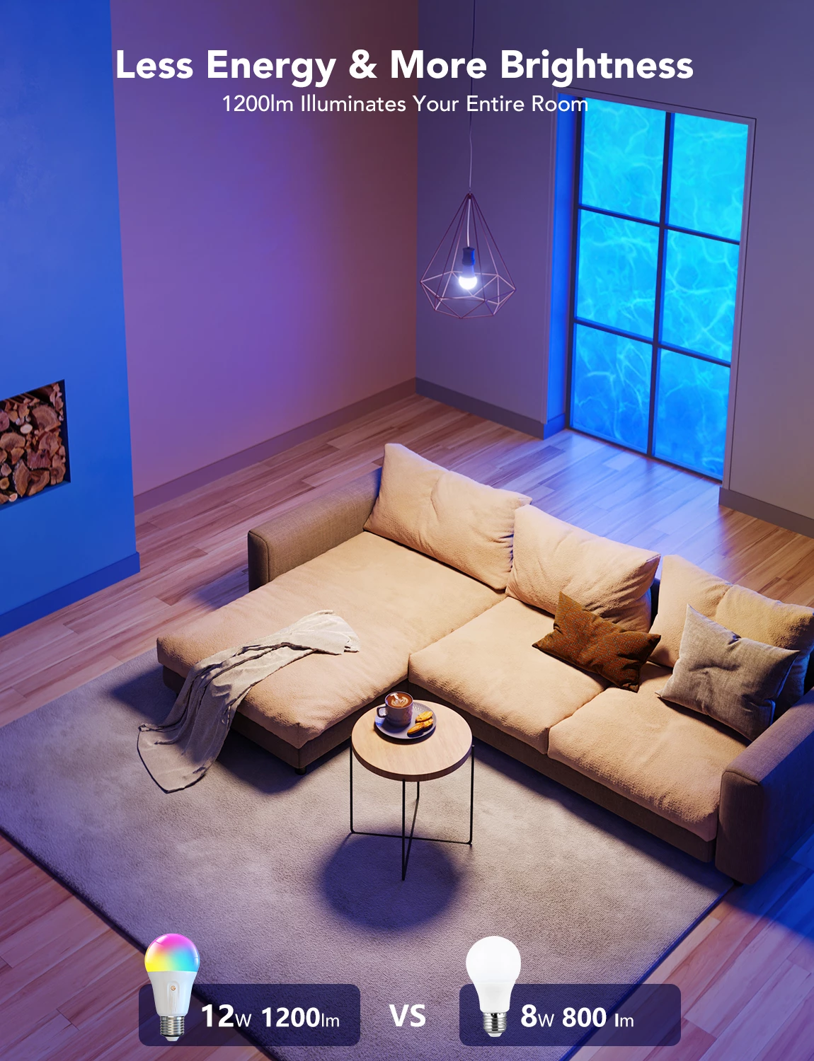 Llambë smart LED Govee RGBWW E27 1200lm 12W