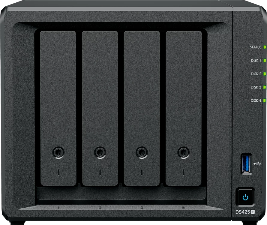 NAS Synology DiskStation DS425+ 4-bay 3.5\" SATA, 2x M.2 NVMe, 2GB DDR4, 2.5GbE + 1GbE, i zi