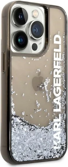 Mbështjellës Karl Lagerfeld Liquid Glitter Elong për iPhone 14 Pro Max, zi
