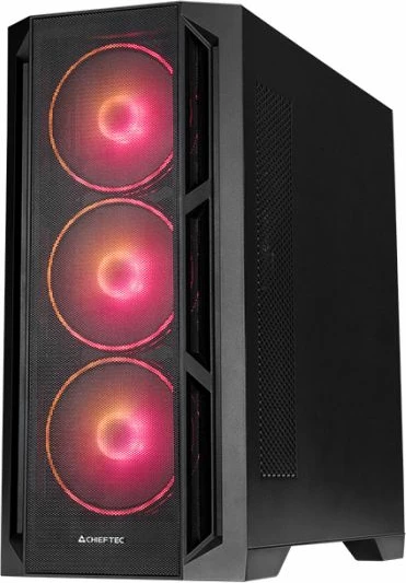 Kasë CHIEFTEC APEX LUMO GA-01B-L-OP, E-ATX/ATX/mATX/mini-ITX, USB3.2 Gen2 Type-C, x4 140mm ARGB PWM fan, tempered glass, e zezë