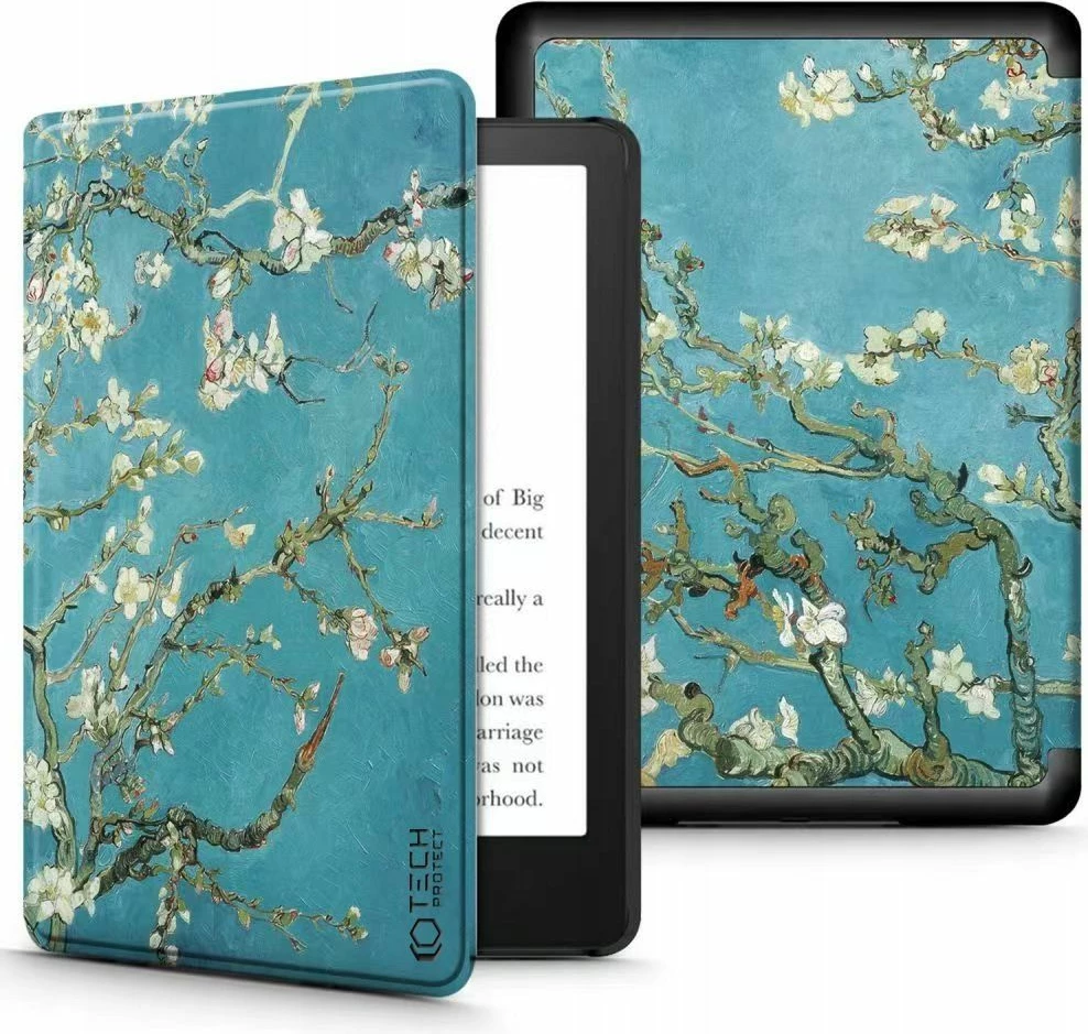 Mbështjellës Tech-Protect SmartCase për Kindle Paperwhite 5/Signature Edition, lule Sakura, kaltër