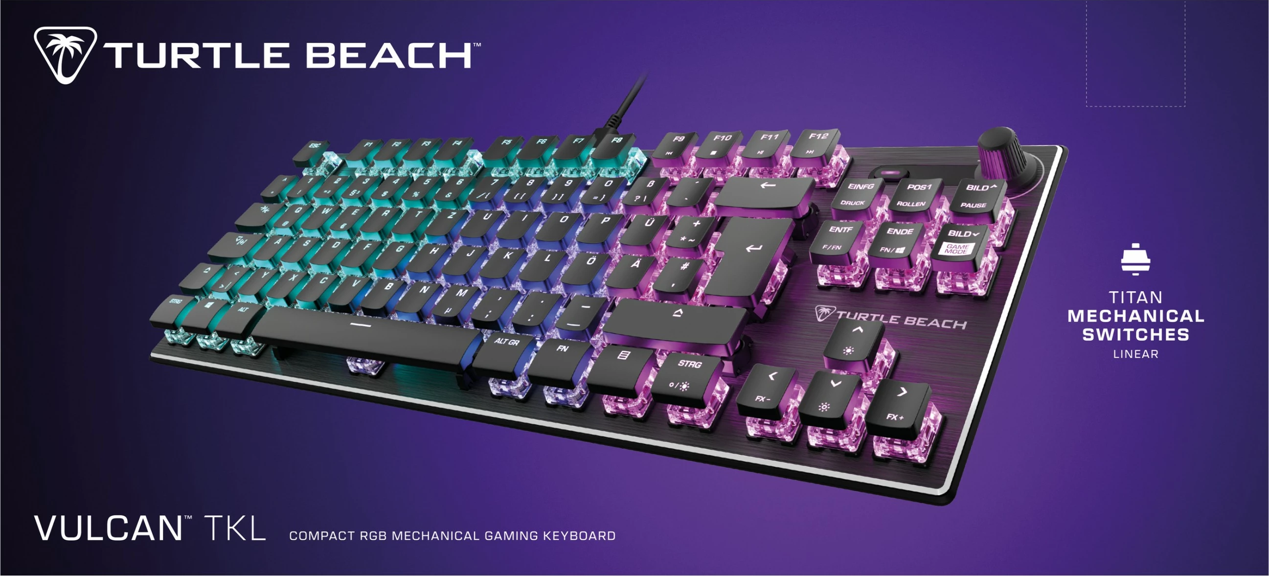 Tastierë mekanike Turtle Beach Vulcan TKL, RGB, QWERTZ, e zezë