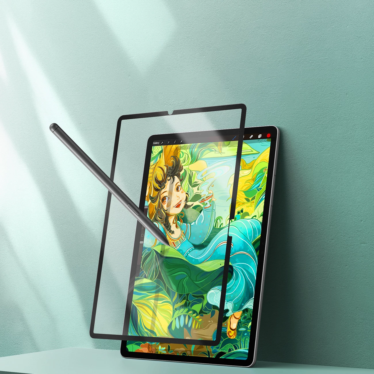 Film mbrojtës mat për tablet Samsung Galaxy Tab S10 FE/S9/S9 FE/S8/S7, Dux Ducis Naad Paperlike, transparent me kornizë të zezë