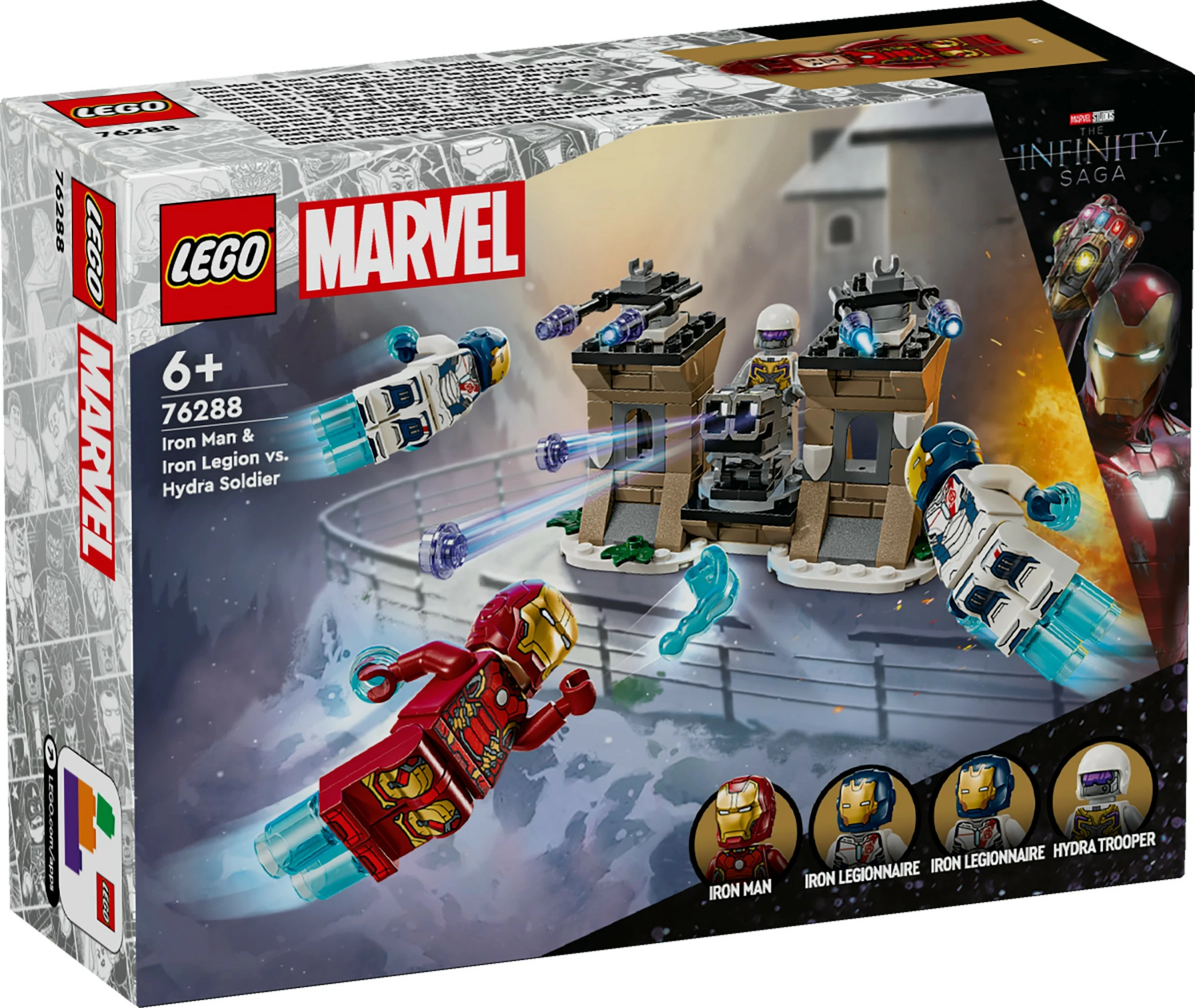 Set ndërtimi LEGO Marvel 76288 Iron Man & Iron Legion kundër HYDRA, shumëngjyrësh