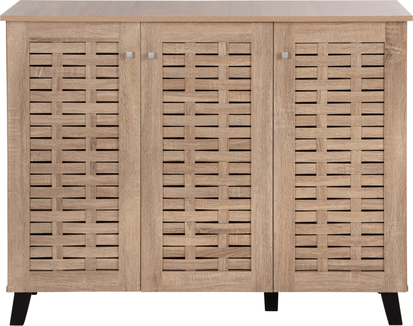 Dollap këpucësh PRODY, melaminë, ngjyrë Sonama, 3 dyer, 115x34x89H cm