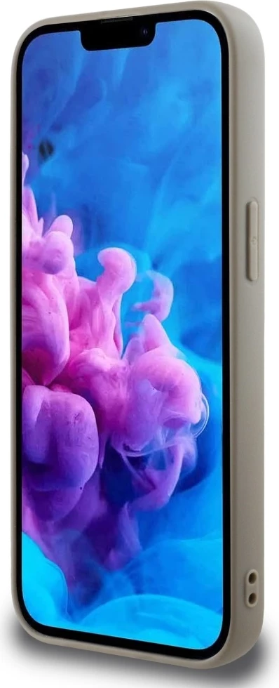 Mbështjellës DKNY Repeat Texture Pattern me shirit dhe logo metalike, për iPhone 16e, Bezhe