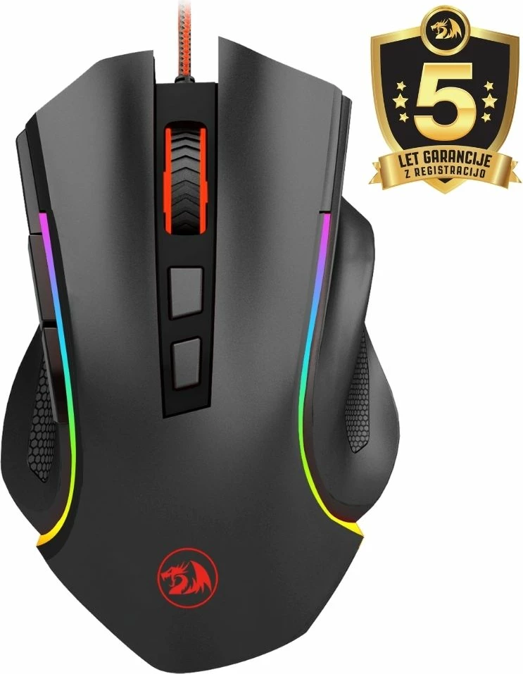 Maus Redragon Griffin M607, 7200 DPI, me kabllo, RGB, e zezë