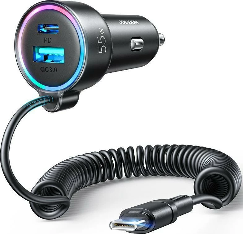 Karikues veture Joyroom JR-CL07 55W 3.4A 1x USB-A + 1x USB-C me kabllo USB-C 1.5m, zi