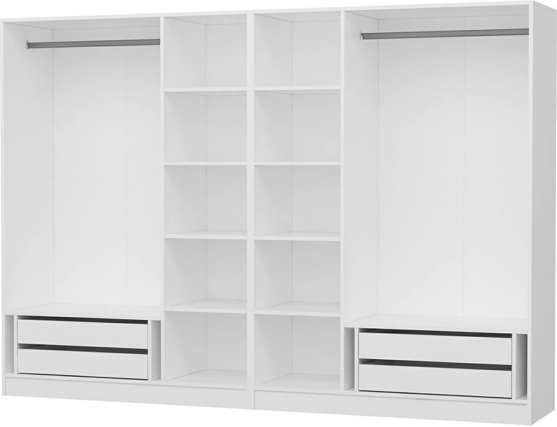 Dollap Hanah Home, Kale - 5034, i bardhë, me shumë rafte, 270x210x52cm