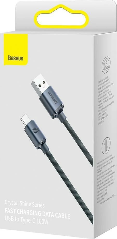 Kabllo USB-A në USB-C Baseus Crystal Shine CAJY000501/BSU3102BLK 2 m 100W USB 2.0, e zezë (1 copë)