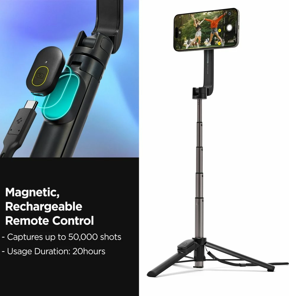Selfie stick Spigen S571W me MagSafe, Bluetooth, tripod, e zezë