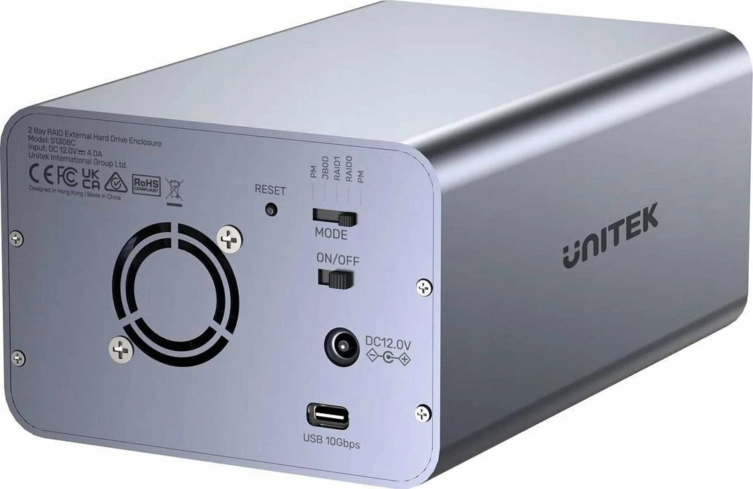 Kuti eksternale për disqe SATA Unitek S1308C01-EU 2-bay 2.5/3.5\" USB-C 10Gb/s RAID deri 40TB, gri