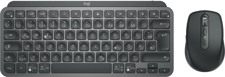 Tastierë dhe maus Logitech MX Keys Mini Combo për biznes, pa kabllo, RF Wireless + Bluetooth, QWERTZ, grafit