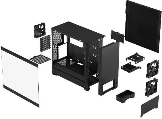 Kasë Fractal Design Pop Silent Black TG Clear Tint, Midi Tower, ATX, xham i temperuar, e zezë