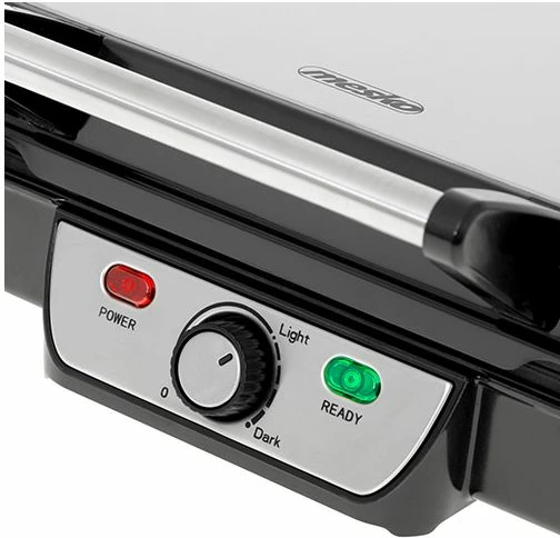 Grill kontakt elektrik MESKO MS3050, 2500 W, pllaka 28×23 cm, me spatul, argjend/zezë
