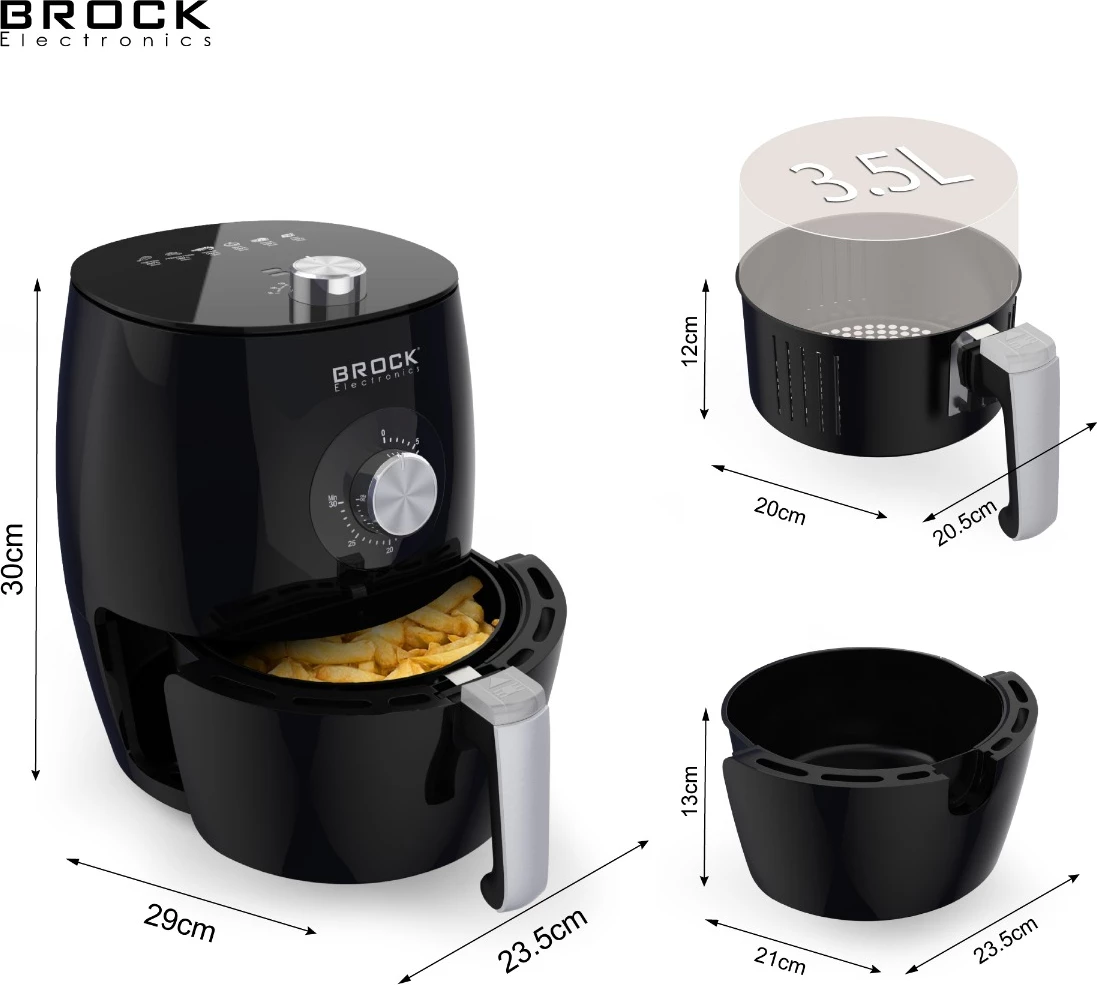 Fritezë me ajër Brock AFM 3501 BK 3.5L 1500W, e zezë