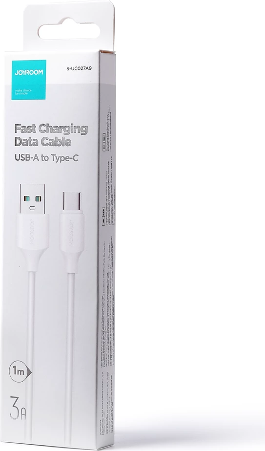 Kabllo Joyroom Long-Lasting Series A9 USB-A / USB-C, 1m, 3A, Bardhë