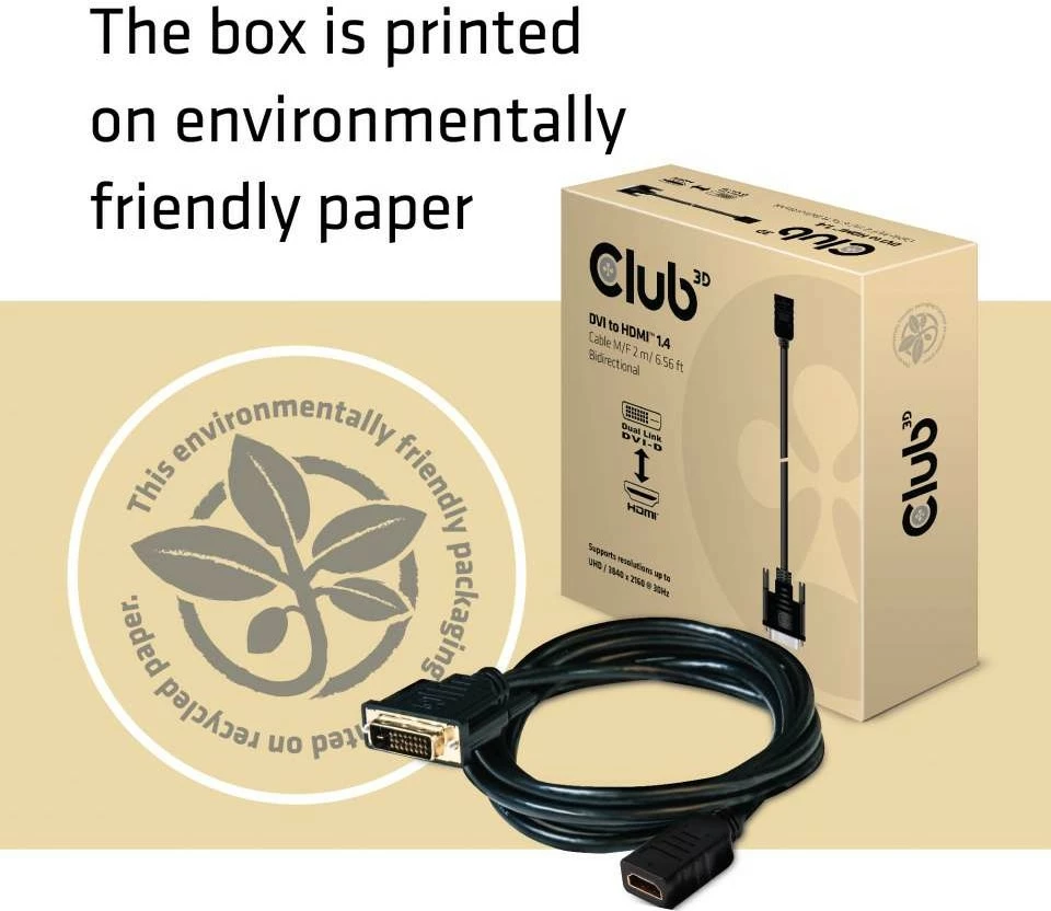 Kabllo Club3D DVI në HDMI 1.4, 2m, 4K30Hz, e zezë