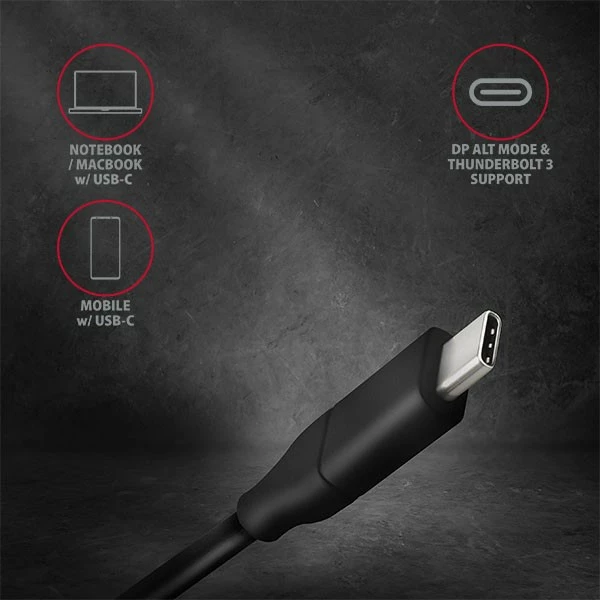 Kabllo AXAGON RVC-DPC USB-C në DisplayPort, 1.8m, 4K/60Hz, e zezë