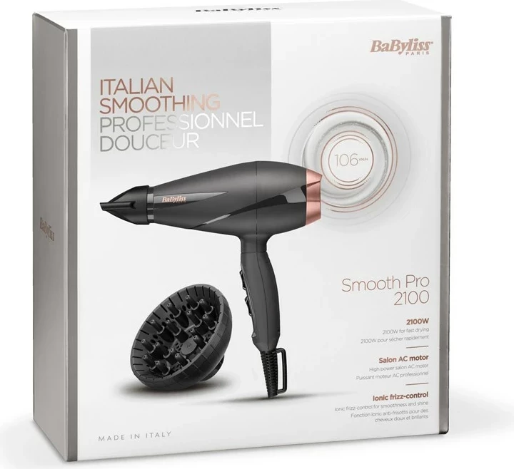 Tharëse për flokë BaByliss Smooth Pro 2100 6709DE, 2100W, e zezë/ari