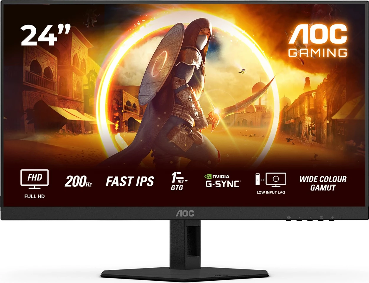 Monitor gaming AOC 24G4HRE, 23.8", Full HD, LED, i zi/kuq